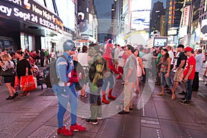 Captain America and Hulk in Times Square